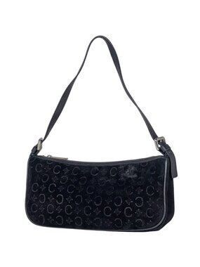 Celine C Macadam Pattern Handbag Suede Black